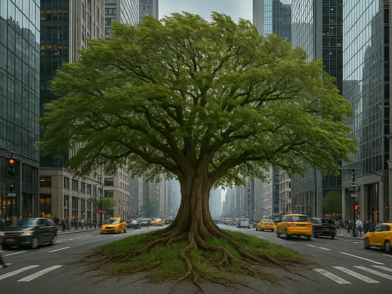Oak tree downtown.